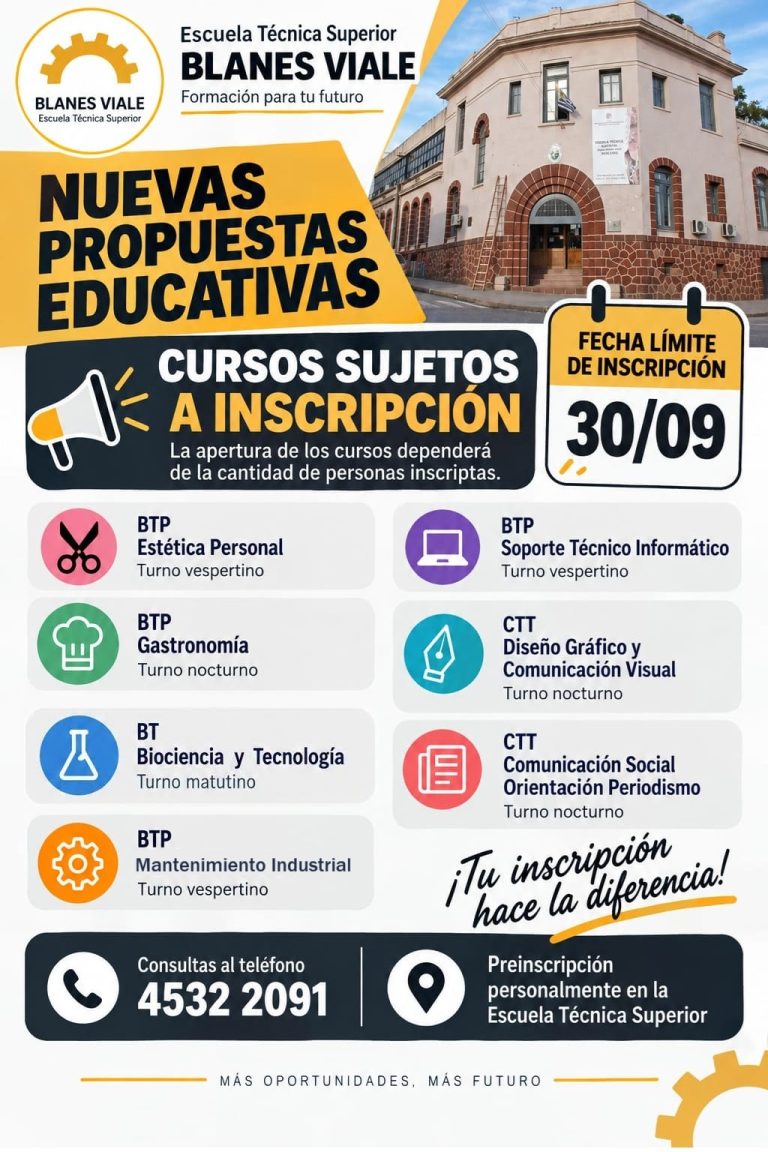 ¡ ATENCIÓN ! ….¡ PREINSCRIPCIONES PARA LA APERTURA DE CURSOS EN NUEVOS TURNOS !